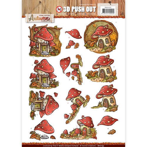 Yvonne Creations SB10193 - Uitdrukvel - Yvonne Creations - Autumn Colors- Mushrooms Houses