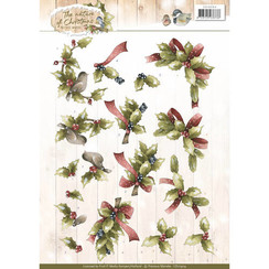 CD10904 - 10 stuks knipvellen - Precious Marieke - The Nature of Christmas - Christmas Holly