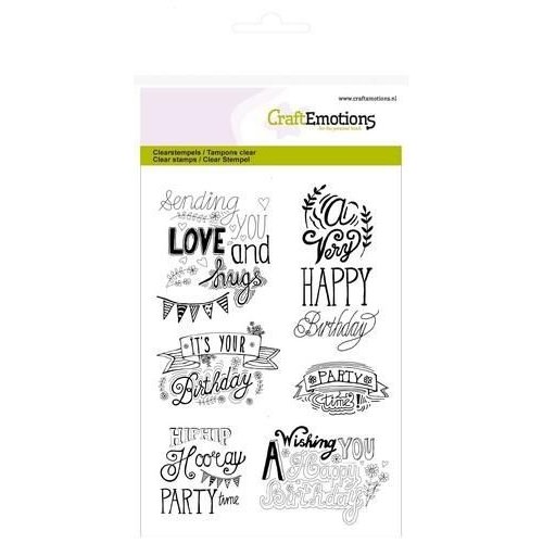 CraftEmotions CRE0145 - CraftEmotions clearstamps A6 - birthday handlettering (Eng)