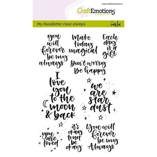 CraftEmotions CRE0262 - CraftEmotions clearstamps A6 - handletter - happy feelings (Eng) Carla Kamphuis