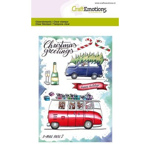 CraftEmotions CRE0310 - CraftEmotions clearstamps A6 - x-mass cars 2 Carla Creaties