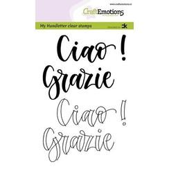 CRE0301 - CraftEmotions clearstamps A6 - handletter -   Ciao - Grazie (IT) Carla Kamphuis