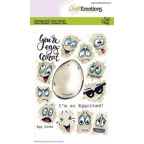 CraftEmotions CRE0320 - CraftEmotions clearstamps A6 - Egg faces Carla Creaties
