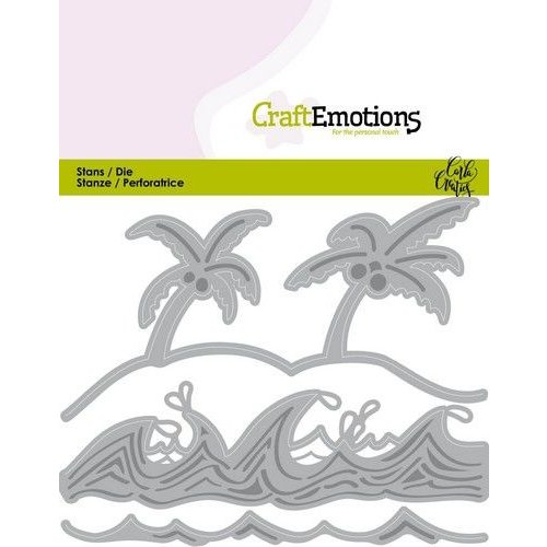 CraftEmotions 115633/0436 - CraftEmotions Die - Ocean - palmen strand golven Card 11x9cm Carla Creaties