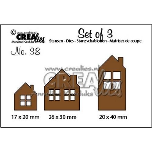 Crealies CLSET38 - Crealies Set of 3 no. 38 Huisjes 17x20-26x30-20x40mm / 38