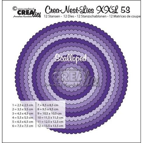 Crealies CLNESTXXL53 - Crealies Crea-nest-dies XXL no. 53  scalloped circles max. 13,5x13,5 cm / XXL53