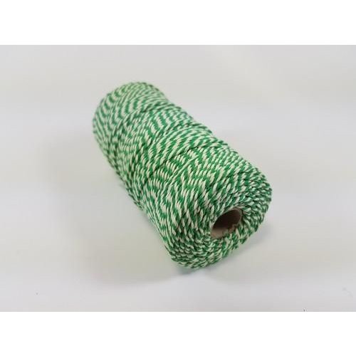 Macramé Katoen Macramé touw spoel nr 16  - +/ 1,5mm 100grs  groen wit - +/ 110mtr