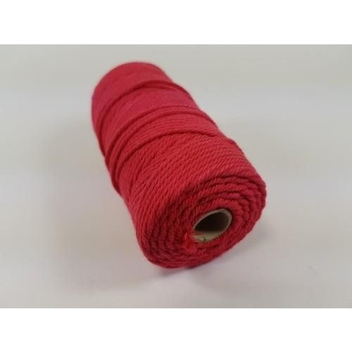 Macramé Katoen Macramé touw spoel nr 32  - +/ 2mm 100grs  rood - +/ 43mtr