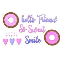 662723 - Sizzix Thinlits Die Set 9PK Phrases Sweet & Donut 3 Jen Long