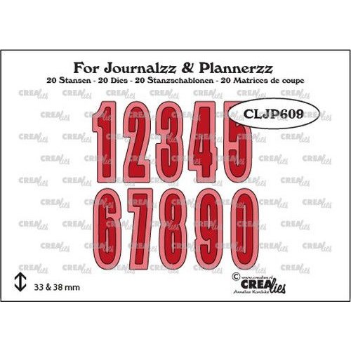 Crealies CLJP609 - Crealies Journalzz & Pl Stansen Cijfers met schaduw 09 height 33 - 38mm