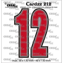 CLCZ212 - Crealies Cardzz no 12 Cijfers 1 en 2 CLCZ212 38x130 - 48x130 mm