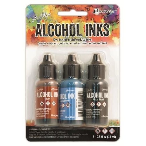 TIM20721 - Ranger Alcohol Ink Kits  Miners Lantern Rust, Stonewashed, ..  721 Tim Holtz 3x15ml