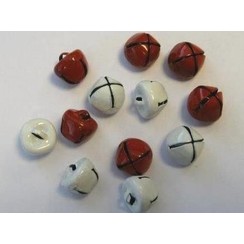 12239-3932 - Christmas bells, 10mm, Red & White, 12pcs