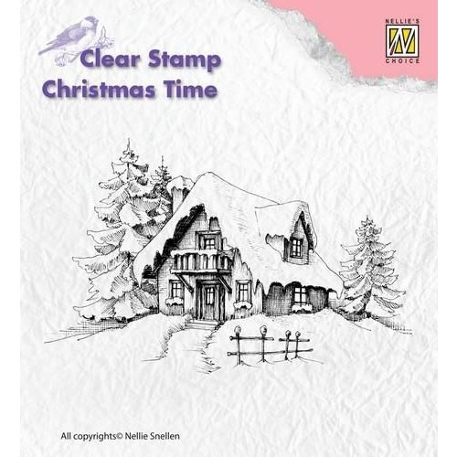 Nellie Snellen CT014 - Nellies Choice Clearstempel - Christmas time besneeuwd huis