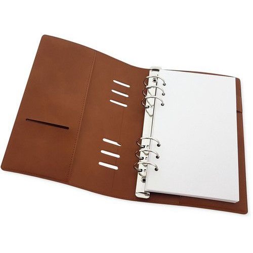 CraftEmotions col. A158-02 A5 - CraftEmotions Ringband Planner - voor papier 120x210mm - Cognac bruin PU leather - Paper not included