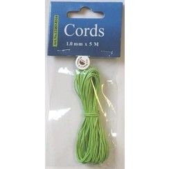 12283-8314 - Waxed katoen koord rond 1,0mm neon groen 5m -8314