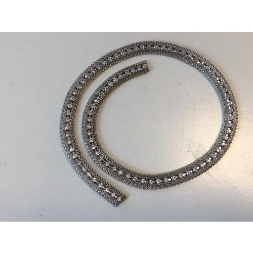 12341-4101 - Metalen band met Strass platinum 95x35mm 50CM -4101