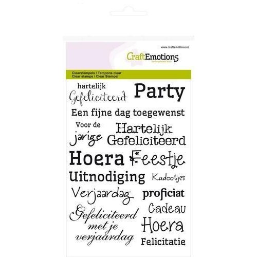 CraftEmotions CRE0099 - CraftEmotions clearstamps A6 -tekst NL gefeliciteerd