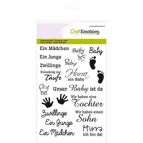 CraftEmotions CRE0105 - CraftEmotions clearstamps A6 - tekst DE Baby