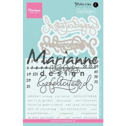 Marianne Design KJ1721 - Clear stamp Gefelicteerd