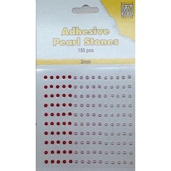 APS301 - Adhesive half pearls 150 pcs 3mm 3 tinten rood