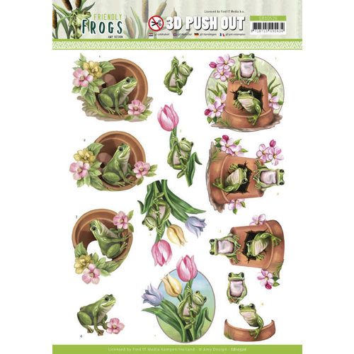 SB10526 - Uitdrukvel - Amy Design - Friendly Frogs - Flower Frogs