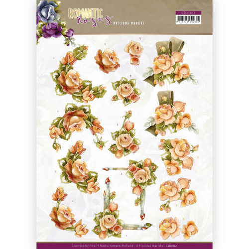 Yvonne Creations CD11612 - 10 stuks knipvellen - Precious Marieke - Romantic Roses - Orange Rose