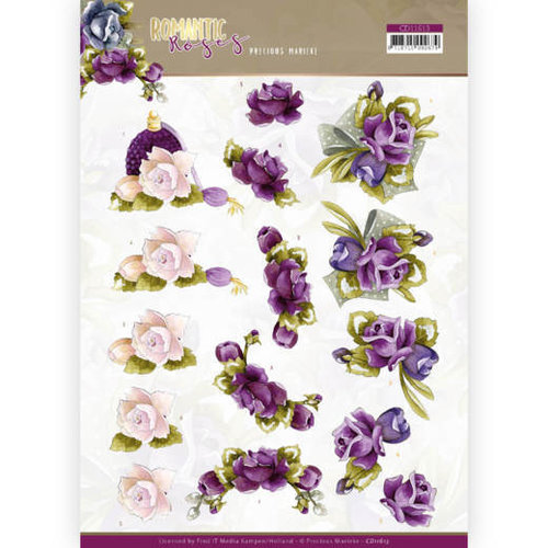 Yvonne Creations CD11613 - 10 stuks knipvellen - Precious Marieke - Romantic Roses - Purple Rose