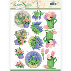 CD11633 - 10 stuks knipvel - Jeanines Art  Welcome Spring - Hyacinth