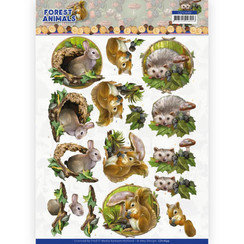 CD11649 - 10 Knipvellen - Amy Design  Forest Animals - Rabbit