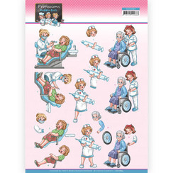 CD11664 - 10 stuks knipvel - Yvonne Creations - Bubbly Girls Professions - Nurse