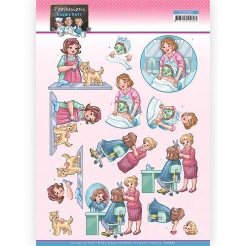 CD11665 - 10 stuks knipvel - Yvonne Creations - Bubbly Girls Professions - Beautician