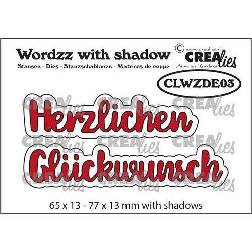 Crealies Crealies Wordzz with Shadow Herzlichen Glückwunsch (DE) CLWZDE03 77x13mm