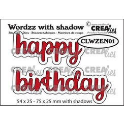 Crealies Wordzz with Shadow Happy Birthday (ENG) CLWZEN01 75x25mm