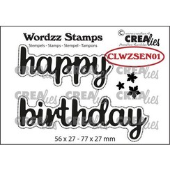 Crealies Clearstamp Wordzz Happy Birthday (ENG) CLWZSEN01 77x27mm