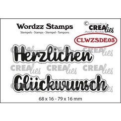 Crealies Clearstamp Wordzz Herzlichen Glückwunsch (DE) CLWZSDE03 79x16mm