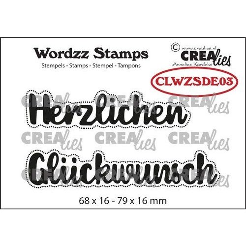 Crealies Crealies Clearstamp Wordzz Herzlichen Glückwunsch (DE) CLWZSDE03 79x16mm