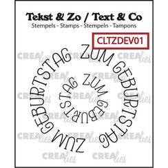 Crealies Clearstamp Tekst & Zo Rond: Zum Geburtstag (DE) CLTZDEV01 43x43mm