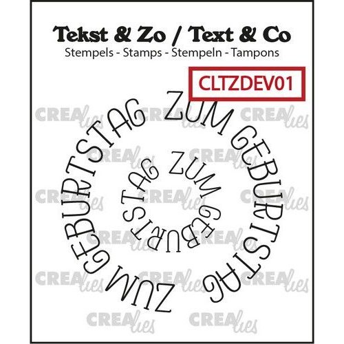 Crealies Crealies Clearstamp Tekst & Zo Rond: Zum Geburtstag (DE) CLTZDEV01 43x43mm