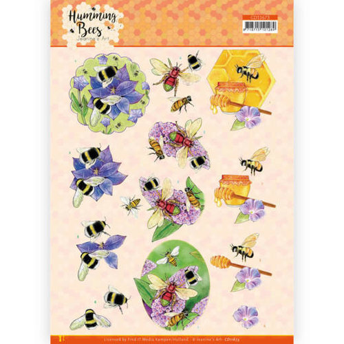 CD11673 - 10 stuks 3D Knipvel -  Jeanines Art - Humming Bees - Honey
