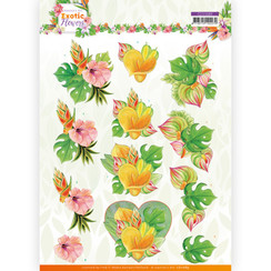 CD11689 - 10 stuks knipvel - Jeanines Art - Exotic Flowers - Orange Flowers