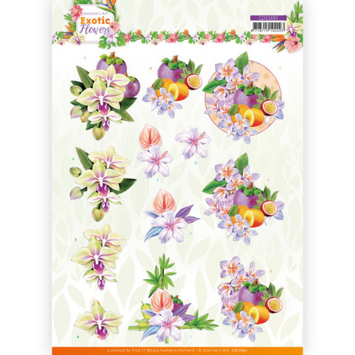 Jeanines Art CD11691 - 10 stuks knipvel - Jeanines Art - Exotic Flowers - Purple Flowers