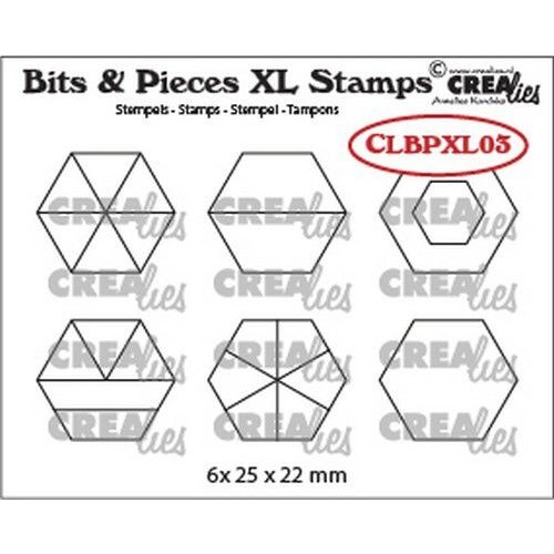 Crealies Crealies Clearstamp Bits&Pieces XL no. 03 Zeshoeken CLBPXL03 25x22mm