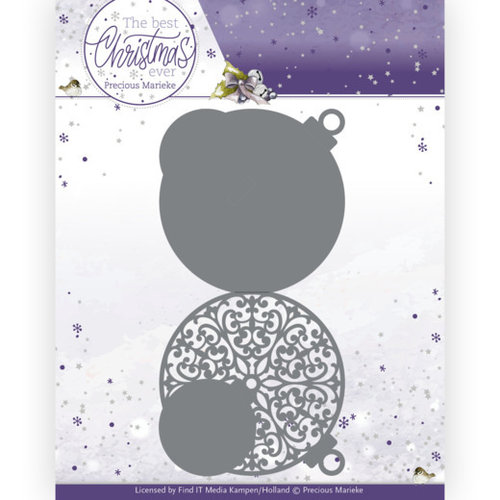 Precious Marieke PM10208 - Mal - Precious Marieke - The Best Christmas Ever - Christmas Bauble Shape Card