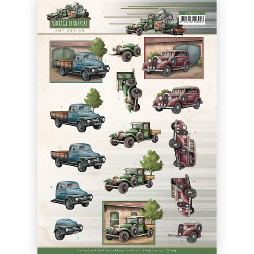 CD11705 - 10 stuks knipvel - Amy Design - Vintage Transport - Truck