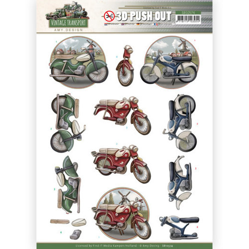 SB10574 - Uitdrukvel - Amy Design - Vintage Transport - Moped