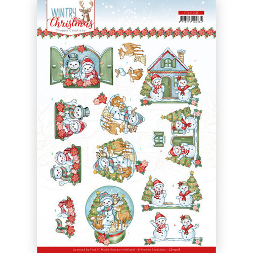 CD11708 - 10 stuks knipvel - Yvonne Creations - Wintry Christmas - Christmas Home