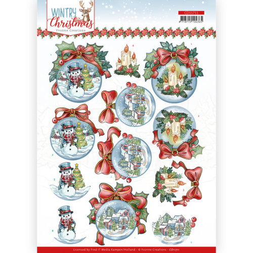 CD11711 - 10 stuks knipvel - Yvonne Creations - Wintry Christmas - Christmas Baubles