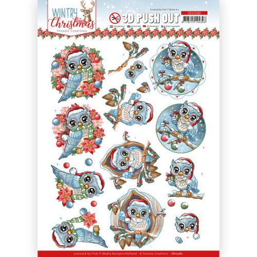 SB10580 - Uitdrukvel - Yvonne Creations - Wintry Christmas - Christmas Owls