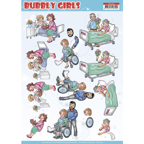 CD11703 - 10 stuks knipvel - Yvonne Creations - Bubbly Girls - Get Well